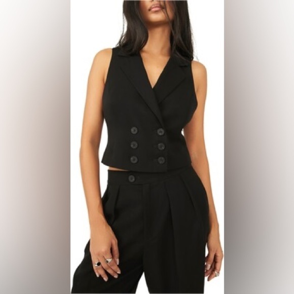 Free People Gabbie Vest Suit Spring Tux Black Set Sz6 NWOT - Picture 6 of 10